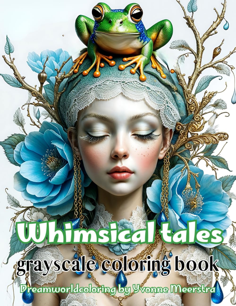 Whimsical tales: A Grayscale Coloring Book of Delicate Fantasy Portraits with a Touch of Bohemian Magic
