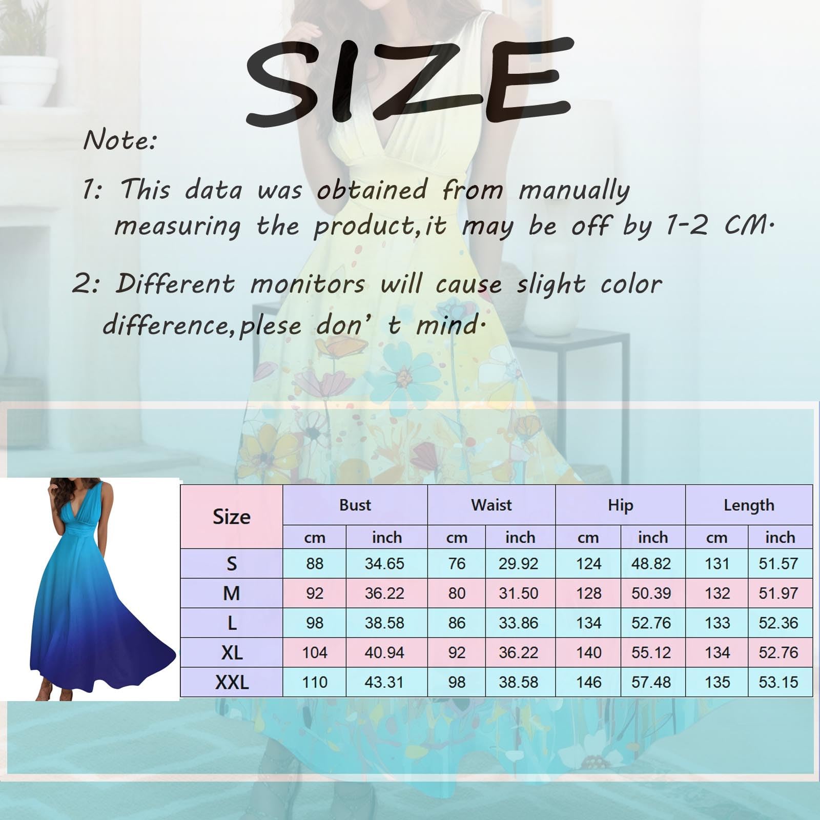 Générique Femmes été Sexy col en V Profond Formel sans Manches Longue Robe dégradé Fermeture éclair lâche balançoire Robes