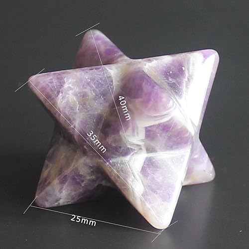 Miniatura 6 de Piedra preciosa mixta de 1.5 pulgadas, geometría de cristal Merkaba Star Chakra Reiki Curación (amatista)
