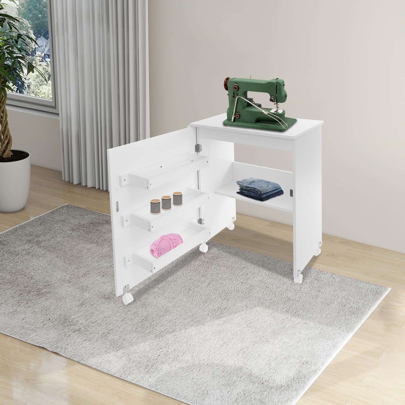 Tavolo da cucito pieghevole, per macchina da cucire, 119 x 40,6 x 80 cm