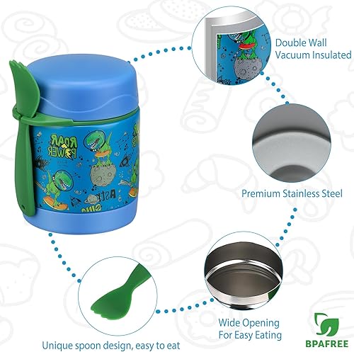 Miniatura 6 de Termo de sopa de 10 oz para comida caliente, tarro con cuchara para niños, recipiente aislado a prueba de fugas, de acero inoxidable, boca ancha,