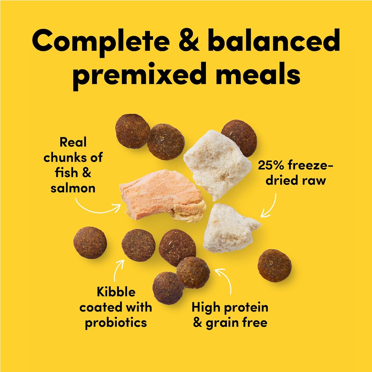 RawMix25 Ocean Fish and Salmon Dog Food, 25% Freeze-Dried Raw, High Protein, Grain-Free Kibble, Complete and Balanced, 2lb