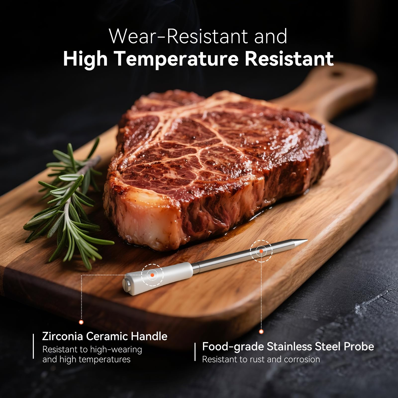 Termometro per carne Bluetooth INKBIRD INT-11S-B, sonda per carne multisensore ultra precisa, con allarmi di temperatura alta e bassa e stimatore del tempo di cottura, ideale per principianti e chef