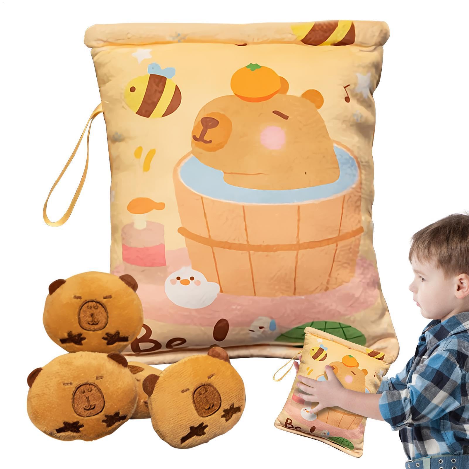 Bolsa de snacks para niños: almohada de capibara abrazable con cordón 8