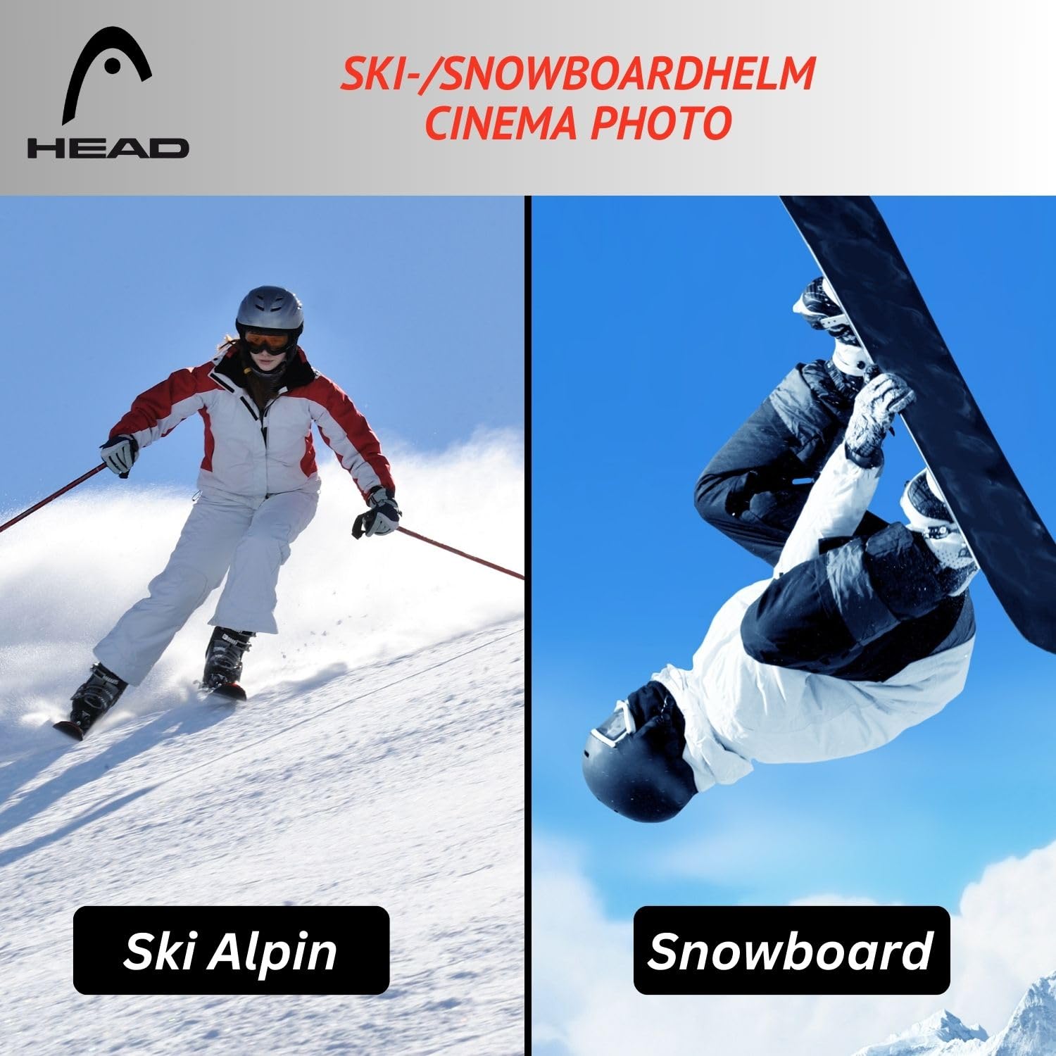 Skihelm Snowboardhelm Ski Snowboard Helm mit Visier - Head Cinema Photo - schwarz - Viesierhelm - mit optimiertem Belüftungssystem - Hartschalen Helm Skifahren Snowboarden