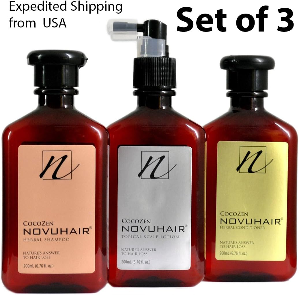 [ Novu Hair ] SCALP LOTION, SHAMPOO + CONDITIONER, Set of 3, FREE SHIPPING