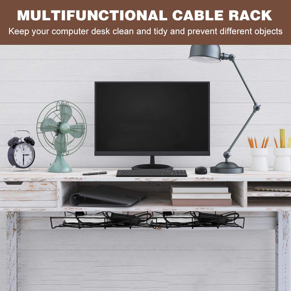 Erytlly 2 Pack Under Desk Cable Management Under Desk Cable Tray