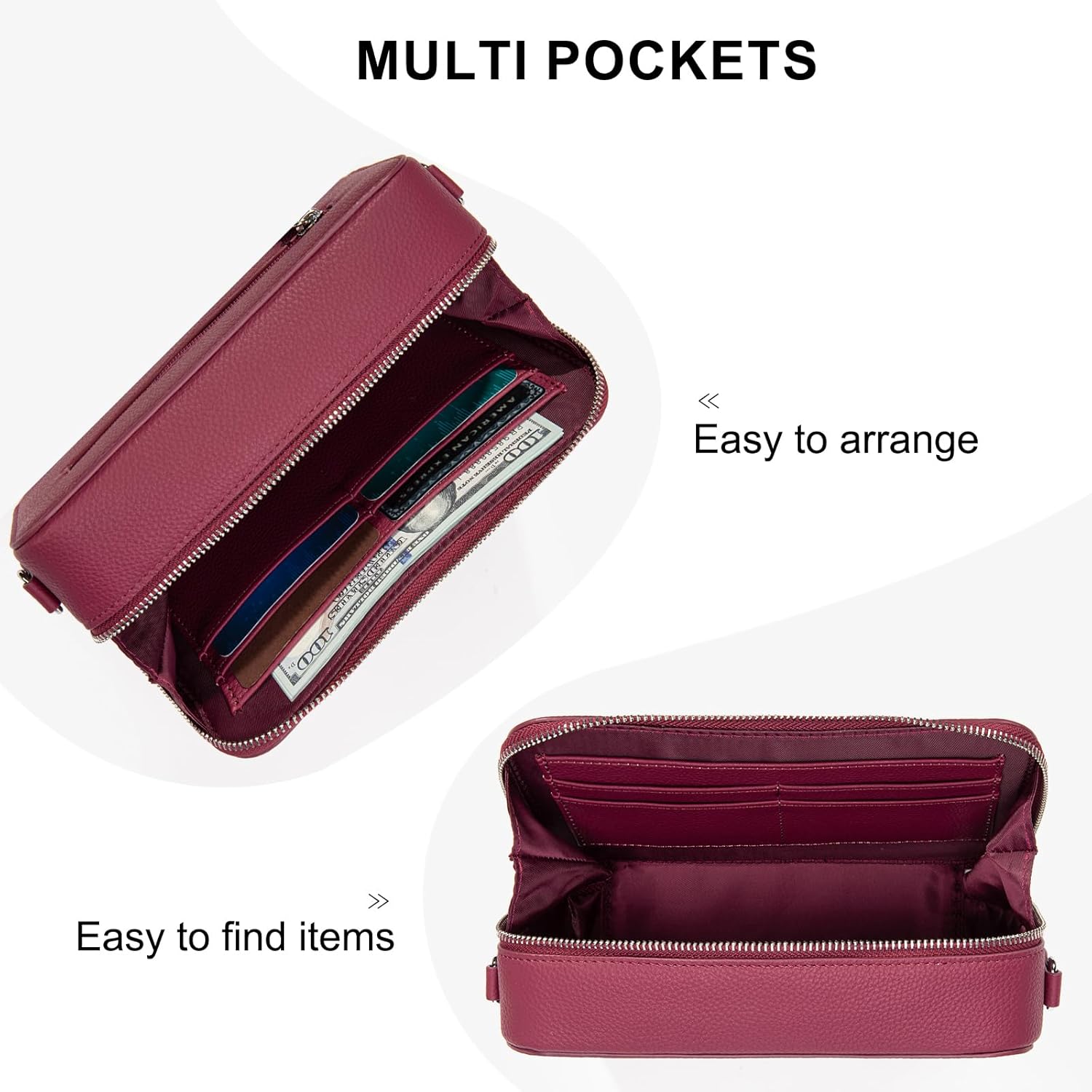 NCAA Crossbody Bag with Mini Purse, Women Crossbody Shoulder Handbag with Adjustable Strap, Trendy Leather Travel Purse