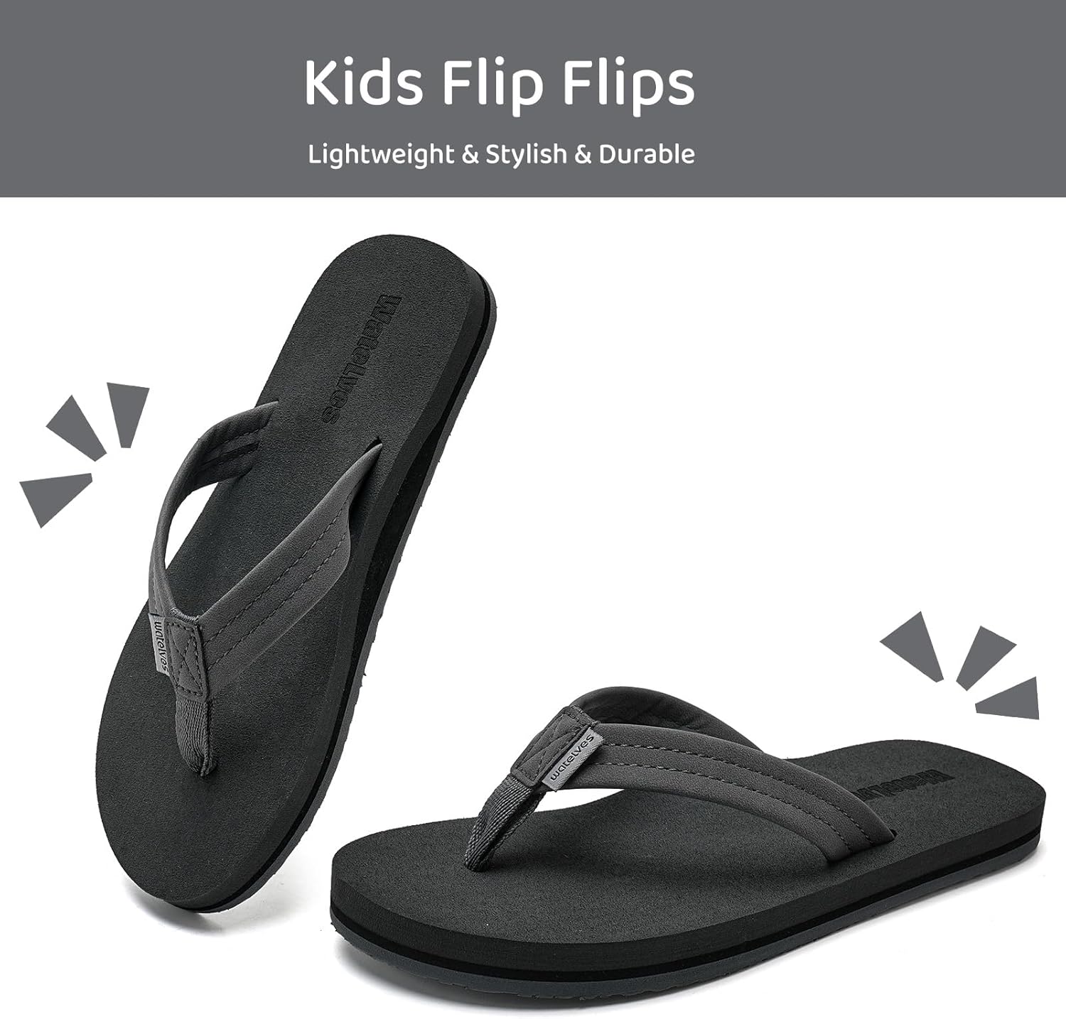 WateLves Kids Flip Flops Boys Girls Sandals Youth Big Kid Summer Slip on Thong Slide Sandals for Beach Pool Shower Little/Big Kid - Image 2