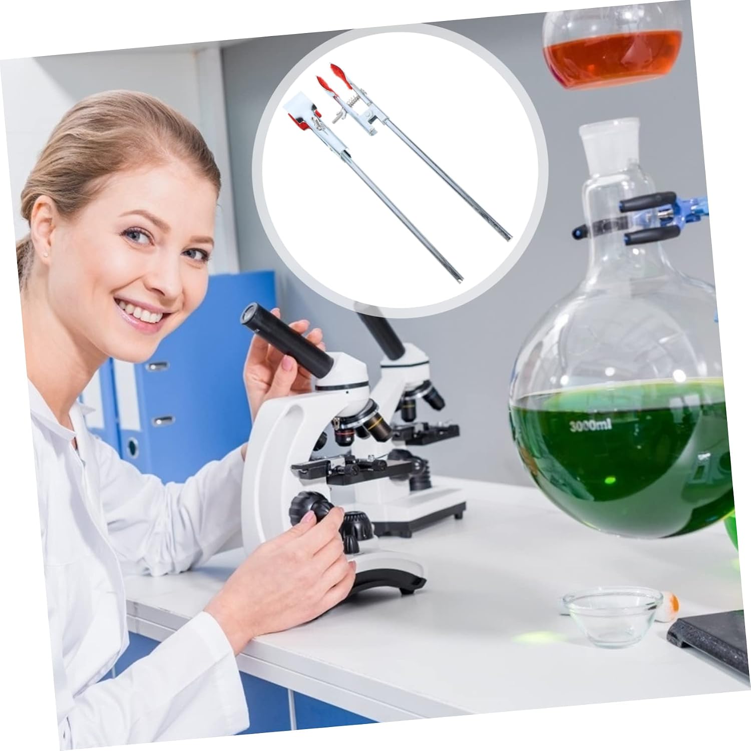 Homoyoyo 2Pcs Laboratory Flask Clamp Round Bottom Fixed Clamps for Beakers and Test Tubes Lightweight and Portable for Scientific Experiments and Teaching Labs