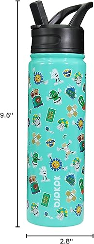 Miniatura 7 de BJPKPK Botella de agua aislada con tapa con pajilla, botellas de agua de metal de acero inoxidable de 22 onzas, botellas de agua reutilizables a