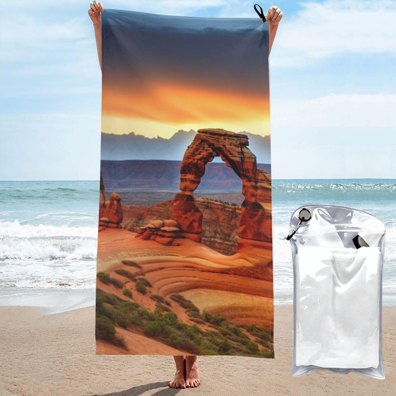 LMNGH Arches National Park Bath Towel Super Absorbent Quick Dry Bathroom Towel Sand Free Microfiber Beach Towels for Bathroom, Gym, Spa and Hotel Towel 27.5"x55"