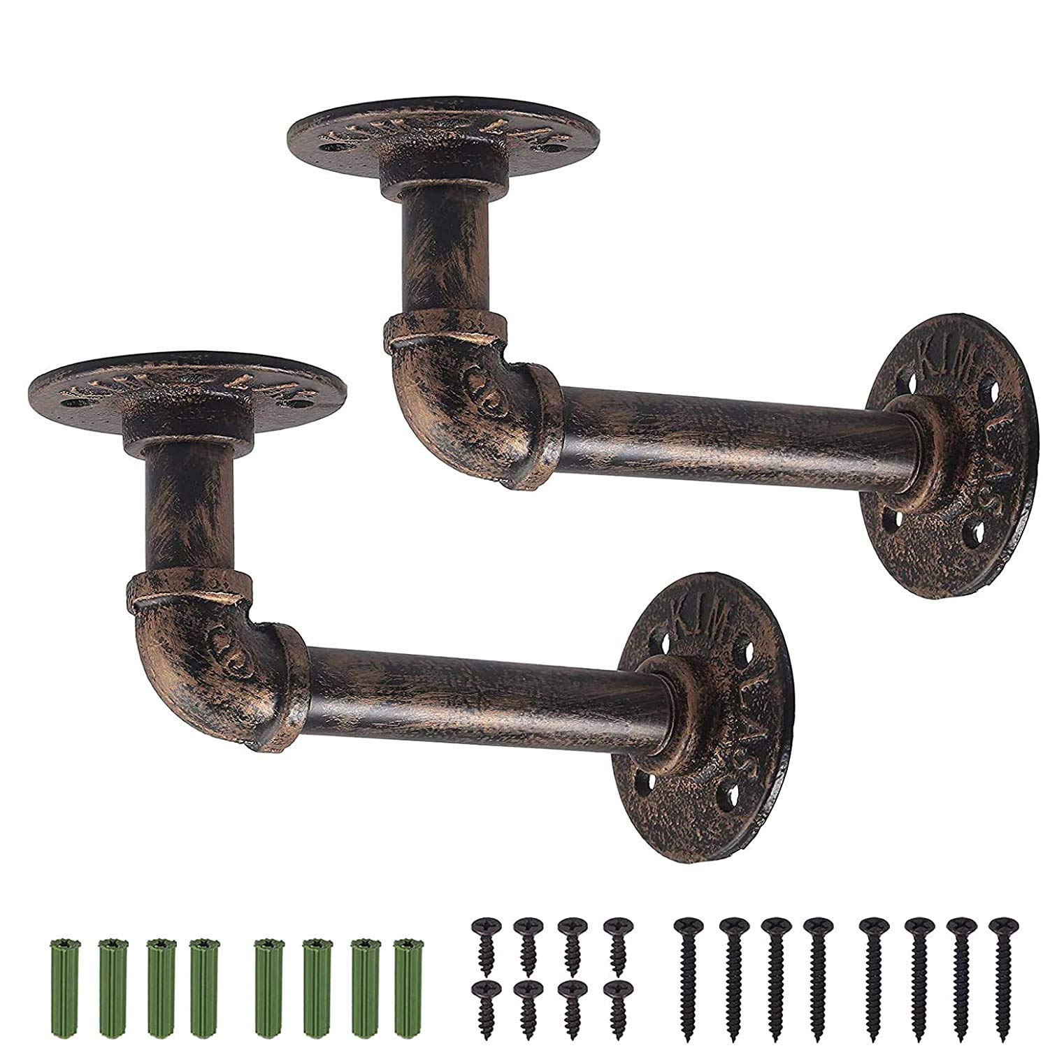 Pipe Shelf Brackets, eSynic 2Pcs Pipe Shelf Brackets Tube Rack