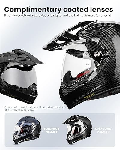 Miniatura 12 de ILM Snell M2020D - Casco completo de fibra de carbono para motocicleta de aventura, auto de carreras para hombres y mujeres, casco todoterreno