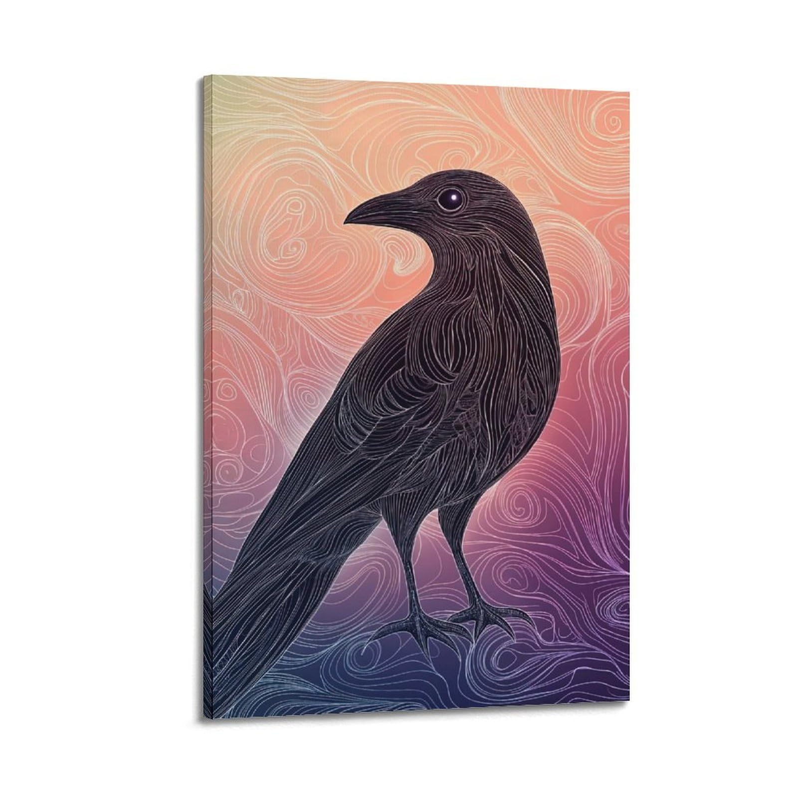WZKTCL Animal Poster White Lines of Crows Poster Decorative Painting Canvas Wall Posters And Art Picture Print Modern Family Bedroom Decor Posters 20x30inch(50x75cm)