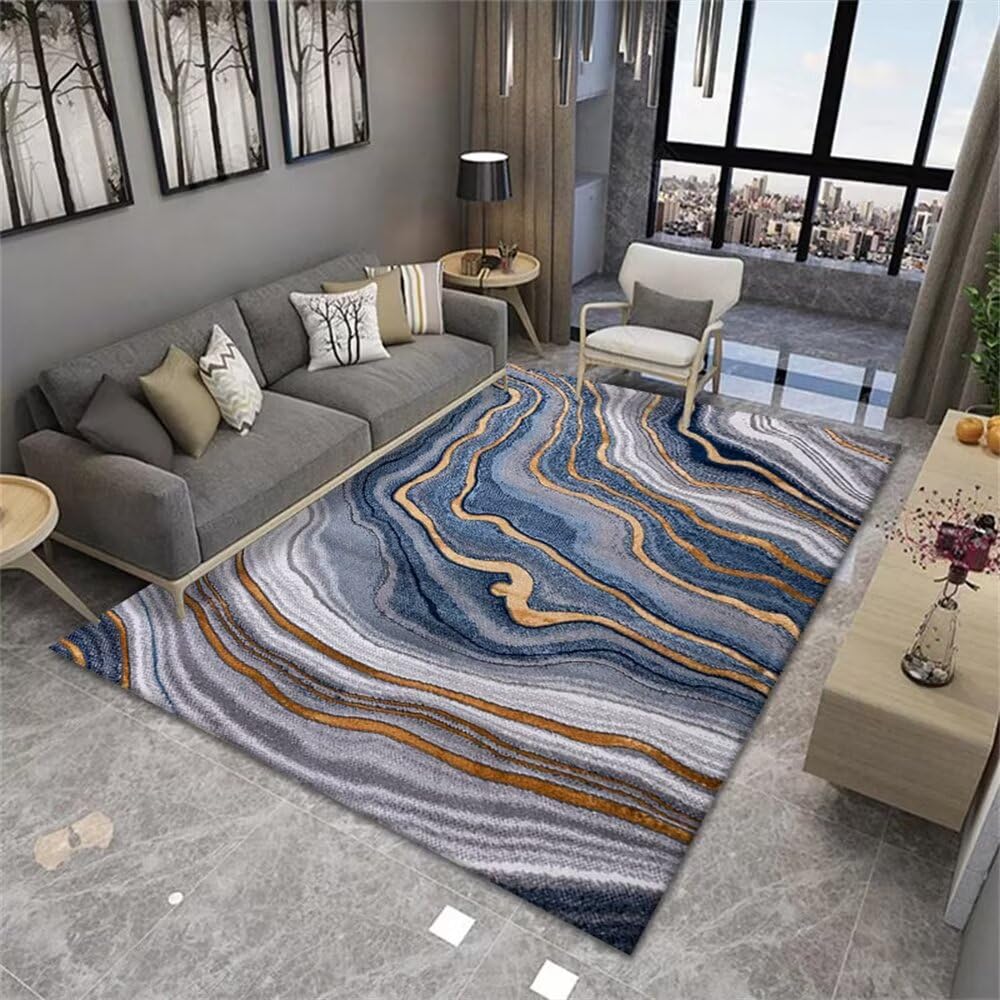 Tapis enfant bleu 60x120 cm lavable pour chambre fille et déco salon moderne