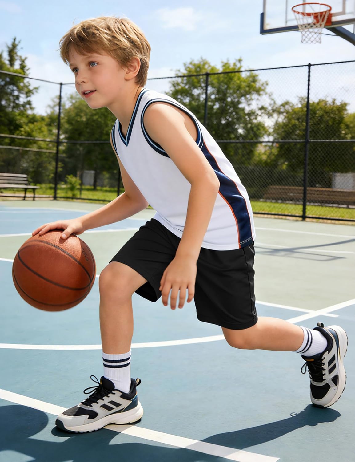 5 Pack Boys Basketball Shorts Kids Youth Athletic Short Boy Quick Dry Sport Clothes with Pockets Size 7-14 Years