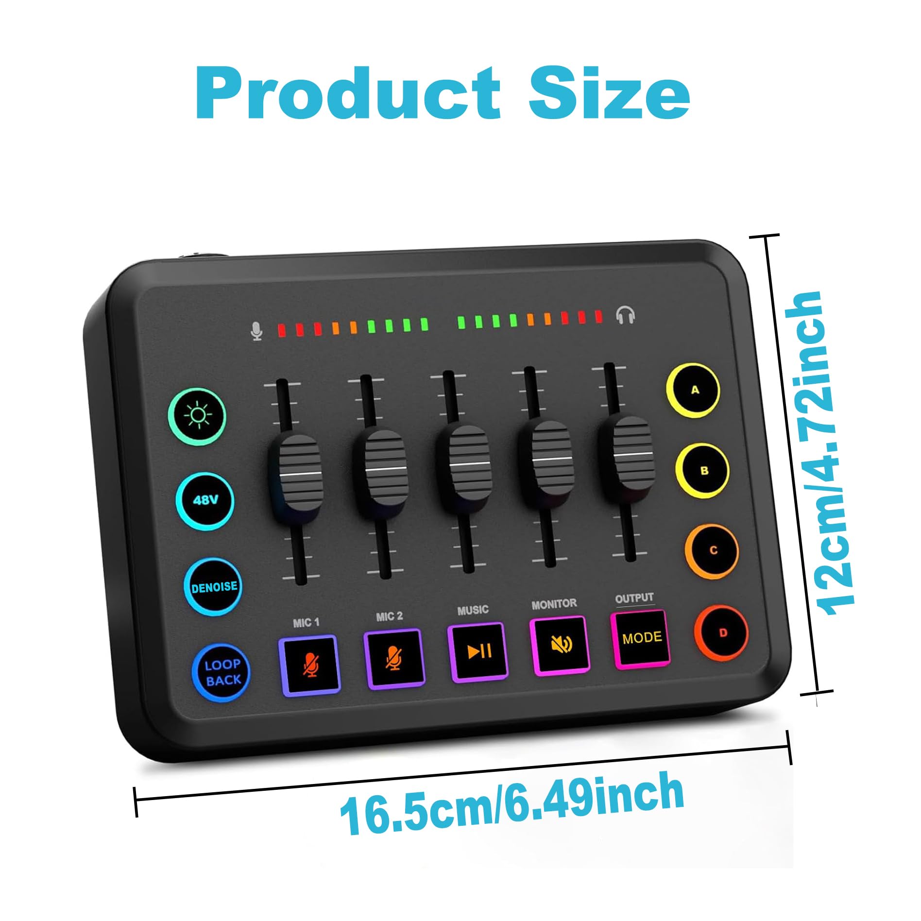 Mezclador de audio for juegos con cambiador de voz, mezclador de PC RGB con interfaz de micrófono XLR