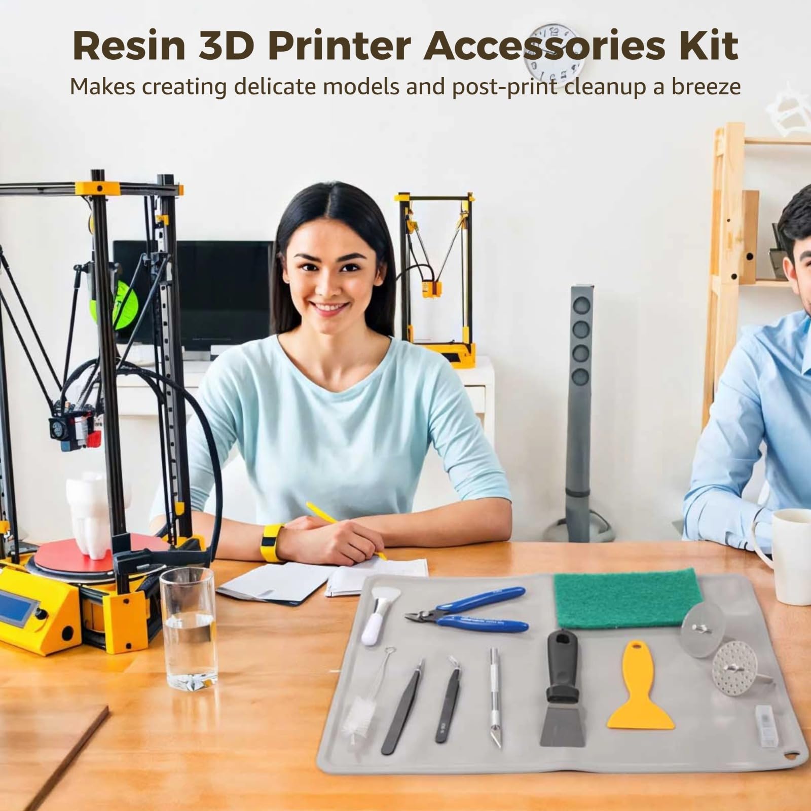 Kit de impresora 3D de resina de 40 piezas, incluye embudo de acero inoxidable, alfombrilla de silicona, tijeras de precisión y herramientas para impresión de alta precisión