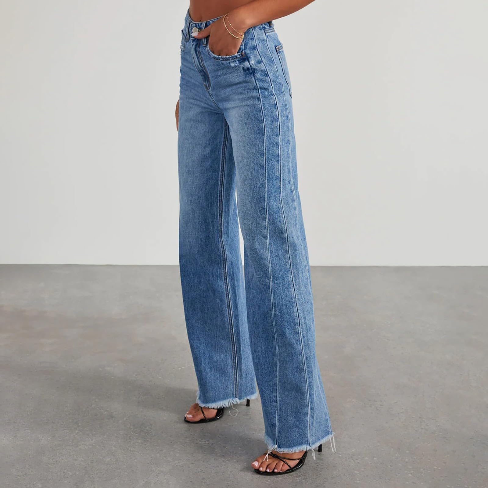 Vaqueros Anchos Mujer Pantalon Vaquero Pantalón Ligero Tejanos Primavera Invierno Pantalones Baggy Ropa Rectos Casual Elasticos Tallas Grandes Jeans
