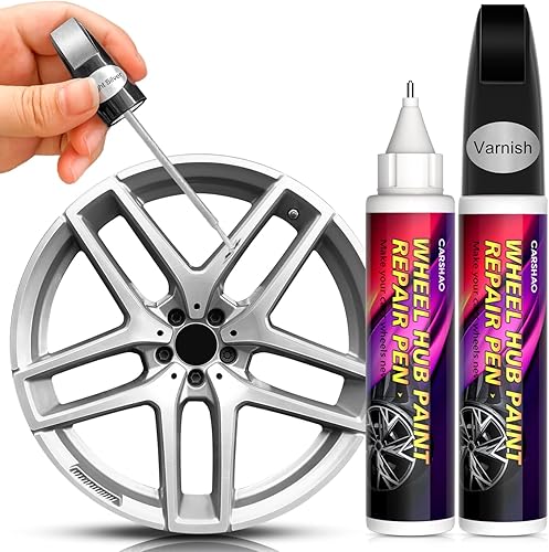 Miniatura 1 de Pintura de retoque para reparación de arañazos, reparación de arañazos, portátil, rápido y fácil para rueda de automóvil (plata + barniz)