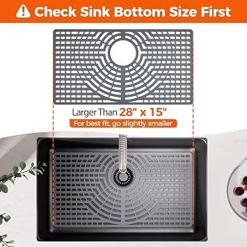 Snuggery Silicone Sink Protector for Kitchen Sink, 28x15 Rear Drain