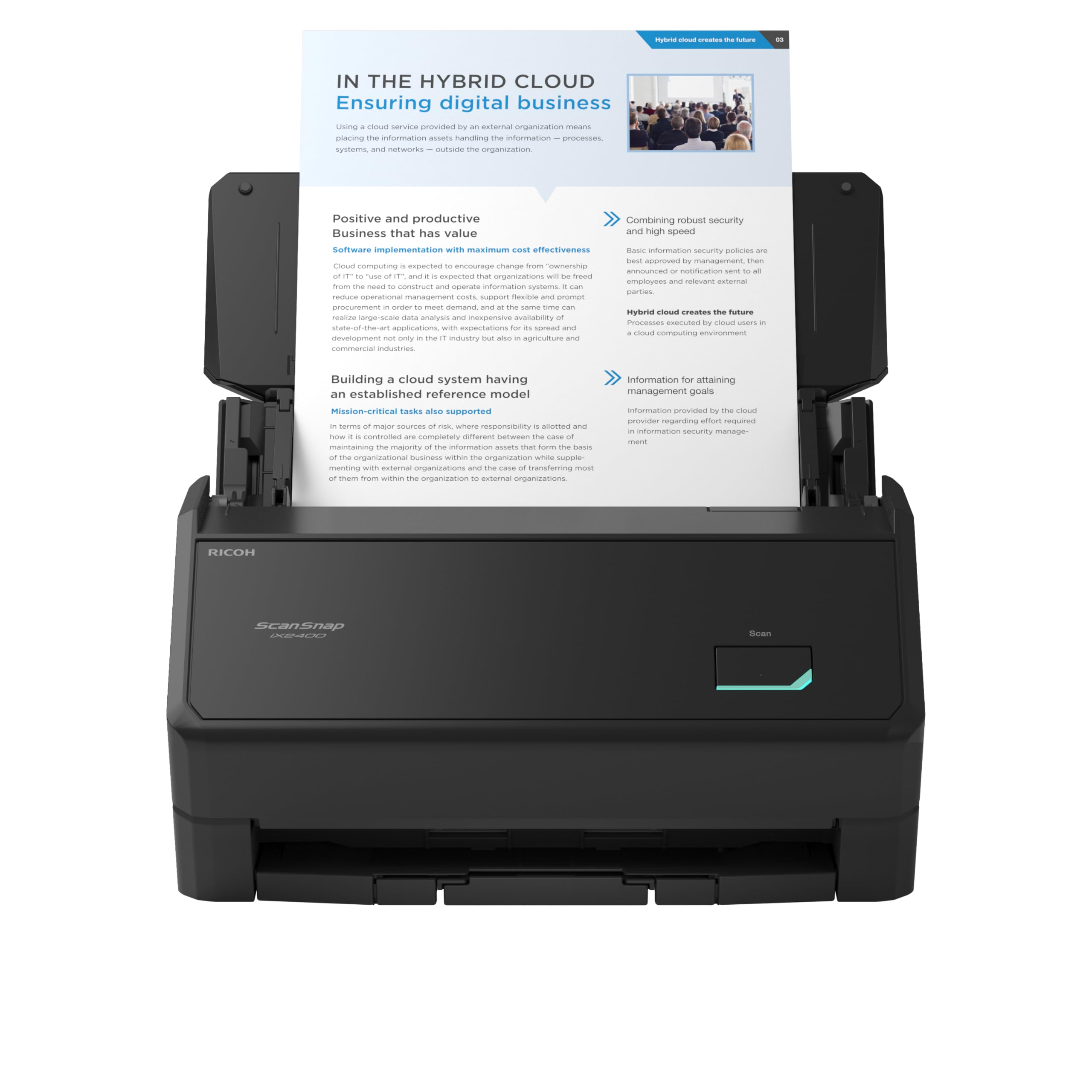 Ricoh ScanSnap iX2400 Dokumentenscanner A4 Duplex Touch-Screen USB3.2 Desktop-Scanner (45 S/min / 90 B/min) mit ADF Schwarz
