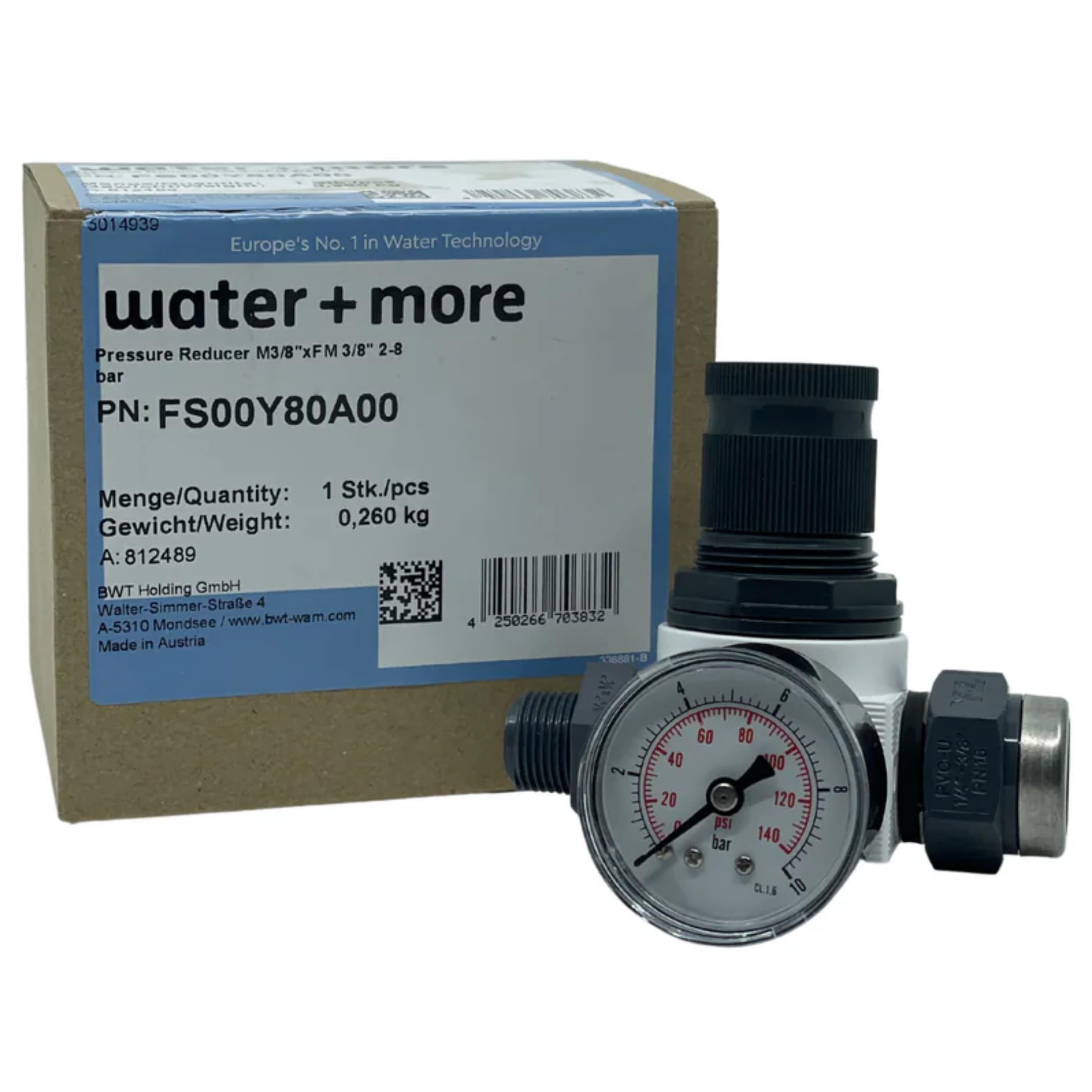 Photo 1 of BWT Bestmax Pressure Regulator, Inline Pressure Reducer Valve with Gauge, Manometer, Female 3/8" x Male 3/8", Compatible with BWT Bestmax Filter Head, for Espresso Machines & Water Filtration System