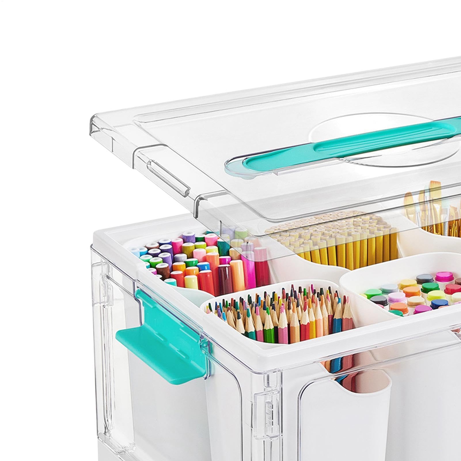 Portaoggetti Per Hobby Creativi Scatola Trasparente Da 22,7 L Con Vassoi E | Organizer e Contenitori d'Arte Per Camera Da , Casa, Scuola, Ufficio, Armadio, Cucina E Bagno