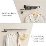 Drying Rack Clothes Wall Mounted,Clothing Rack with Foldable Features(Tri-Fold),Hockey Drying Rack,Wall Mounted Drying Rack for Laundry Balcony Bathroom (Black) | Extendable Clothes Rail, Space Saving Aluminium Wall Clothes Dryer for Balcony, Bathroo