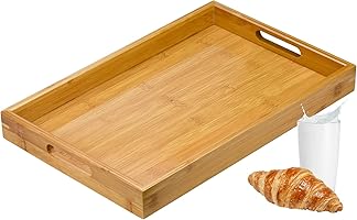 Winfred Natural Bamboo Fibre Tray for Serving - Eco-Friendly and Durable, Tray with Handles and Raised Edges - for...