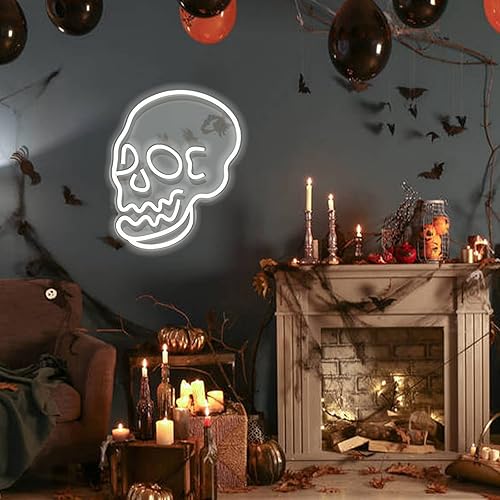Miniatura 7 de Letreros de neón LED blancos, luces LED de neón USB para pared, decoración de Halloween, sala de juegos, bar, Halloween, Navidad, cumpleaños,