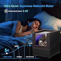 Vista 3 de J&T Technology Enrollador de reloj para relojes automáticos, enrollador automático de reloj con luz LED, caja de reloj giratoria con motor Negro TQW
