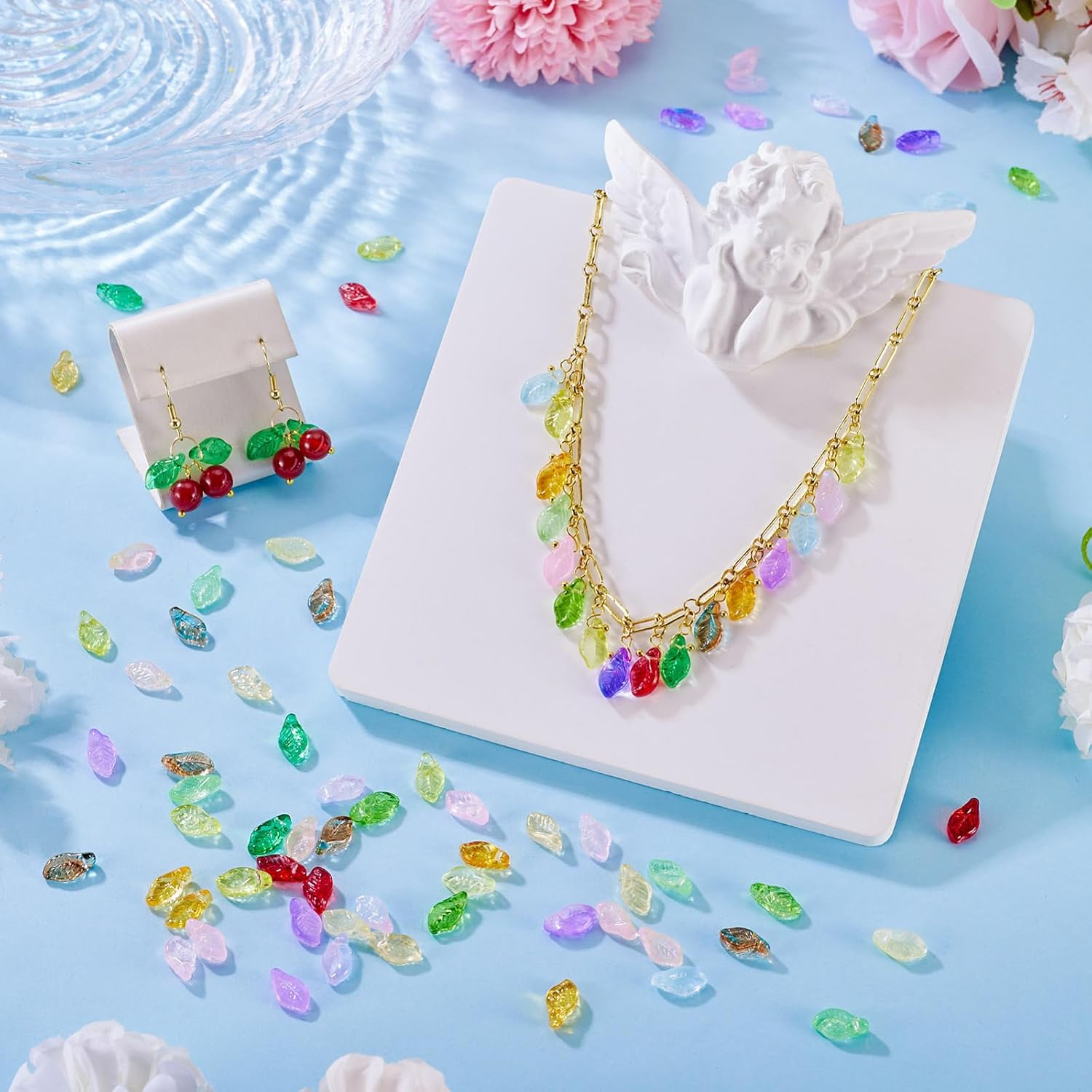 300Pcs Glass Leaf Beads for Jewelry Making Mixed 15 Color Cute Leaf Shape Bead Charms Crystal Tiny Leaves Czech Glass Beads for Crafts Bracelet Earring Charm Kit - Image 2