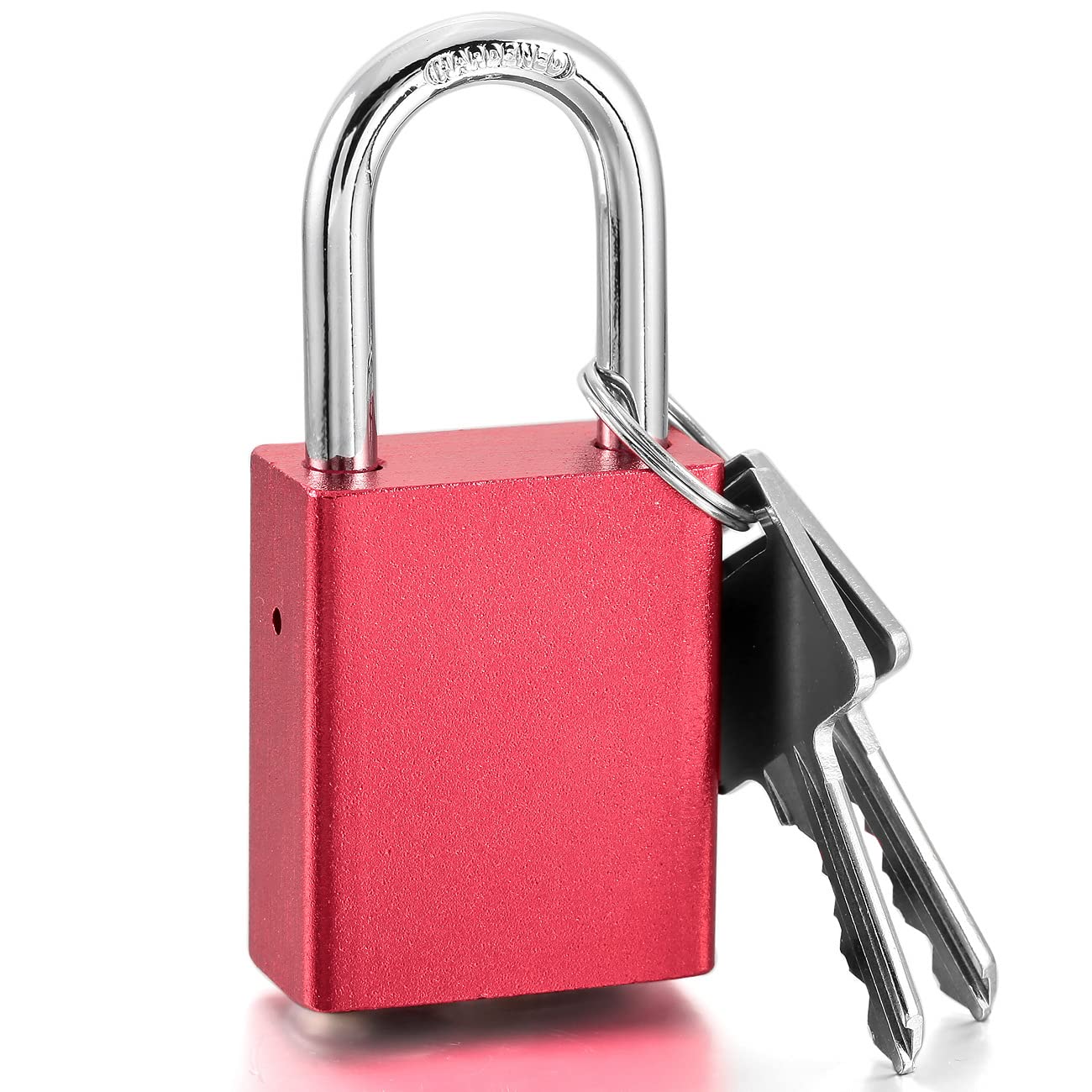 MeMeDIY Personalized Love Lock Engraving Photo Custom Picture for Couples Men Women Boyfriend Girlfriend Lover Aluminum Memorial Anniversary Valentine Bridge Padlock with Key (Red Color)