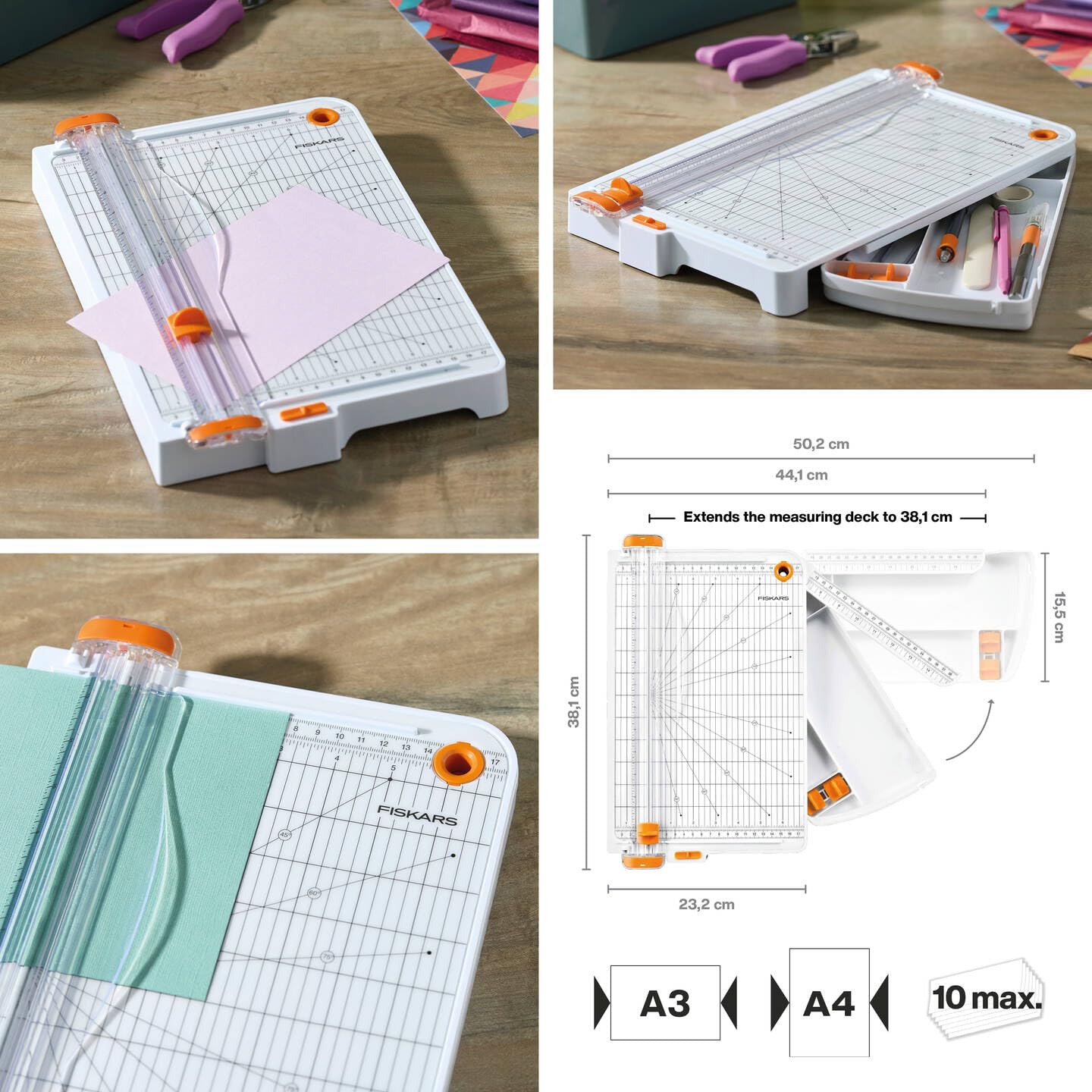 Fiskars Mini przenośny trymer SureCut z przechowywaniem A4