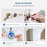 Vista 6 de Kit de repuesto universal de mango de inodoro dorado cepillado, mango de descarga de inodoro de montaje lateral/angular, compatible con Kohler