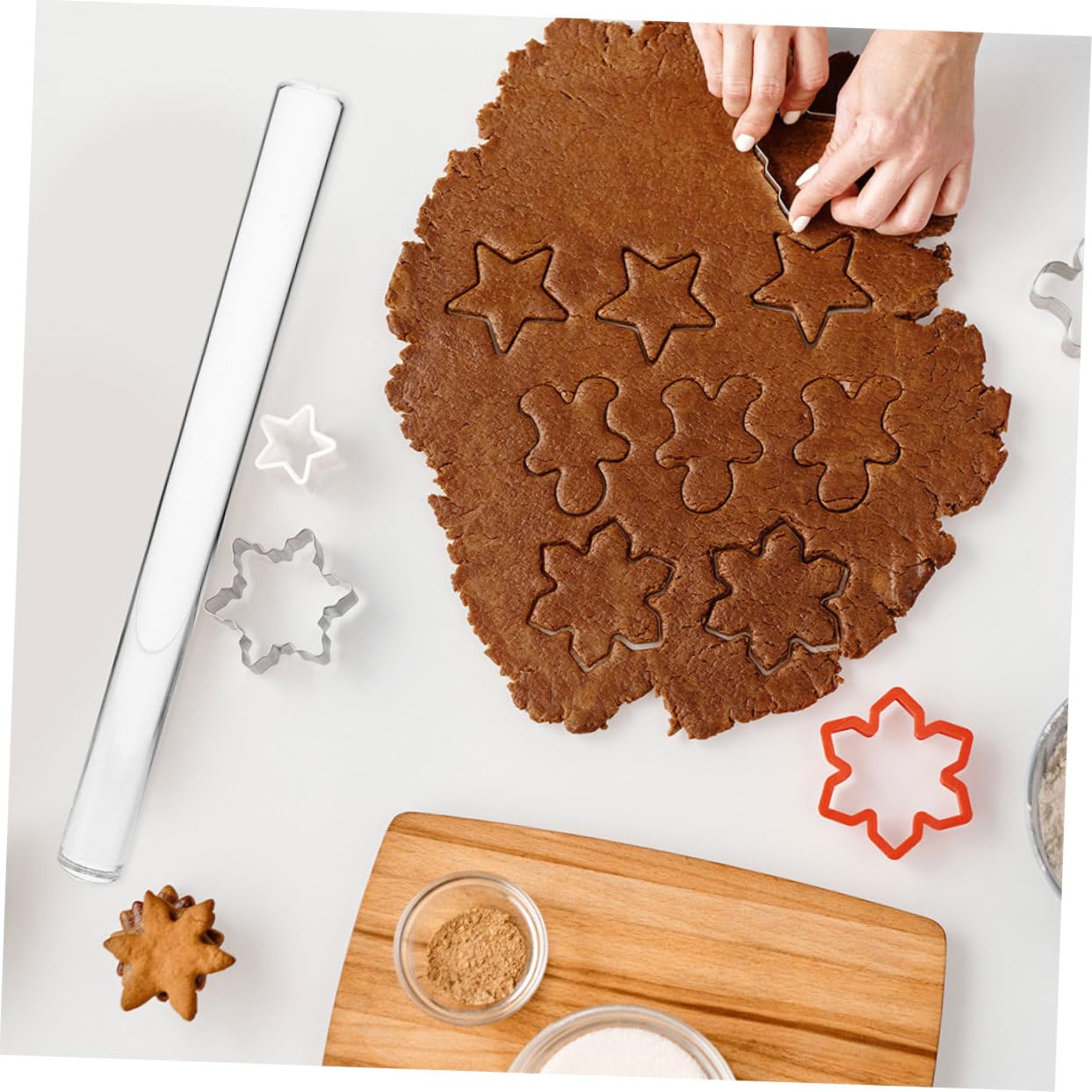 Luxshiny 2 Pezzi Mattarello in Acrilico Superficie Antiaderente per Biscotti Pizzette Cucina Fornelli Decorazione Torta Cremosi 132