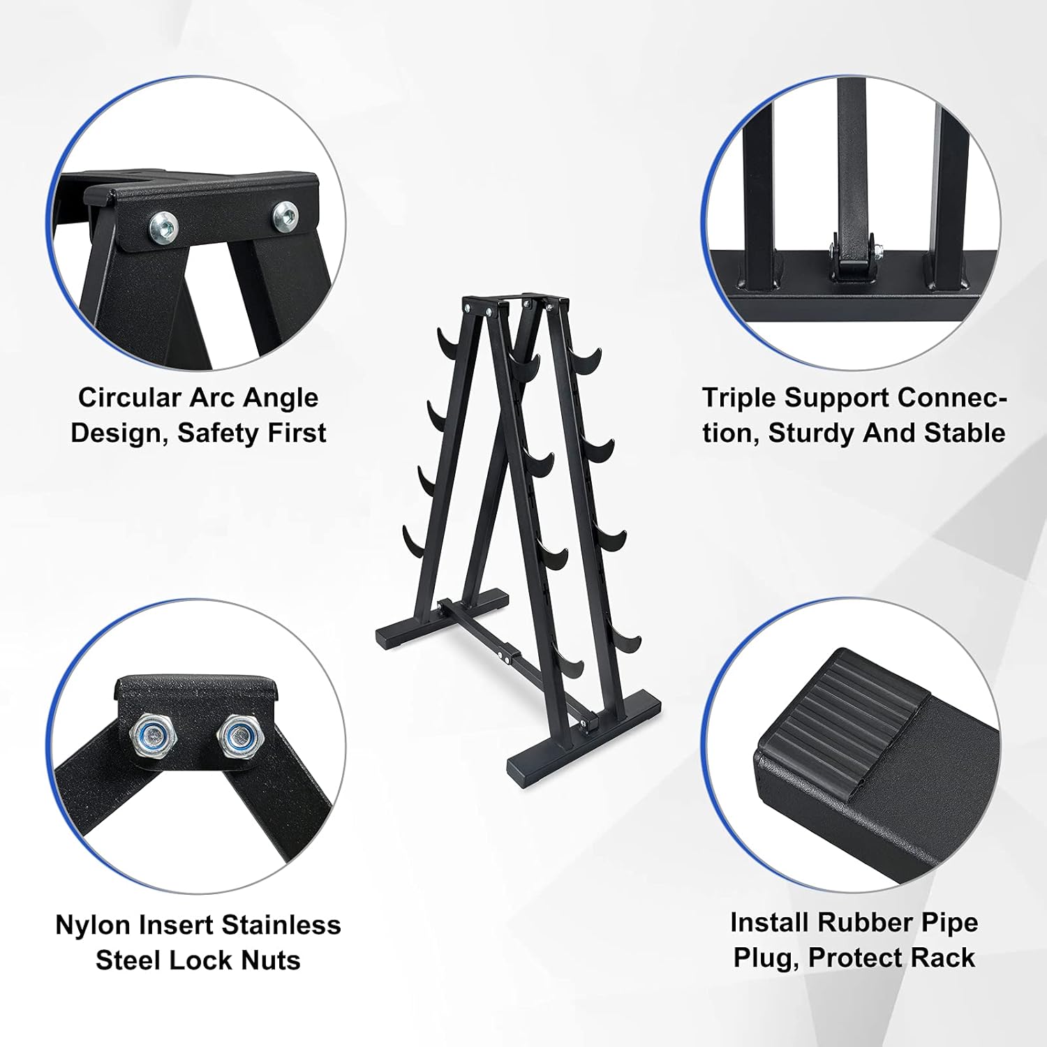 JOLISTEN Home GYM Accessories Dumbbell Rack Stand Only, Small Compact Weight Rack for Dumbbells, A-Frame Hand Weights Rack Holder (7 Tiers Adjustable) : Sports & Outdoors