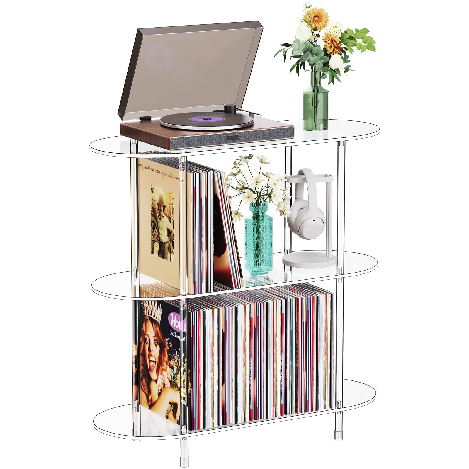 Amazon.com: Bekugee Clear Acrylic Record Player Stand with Vinyl