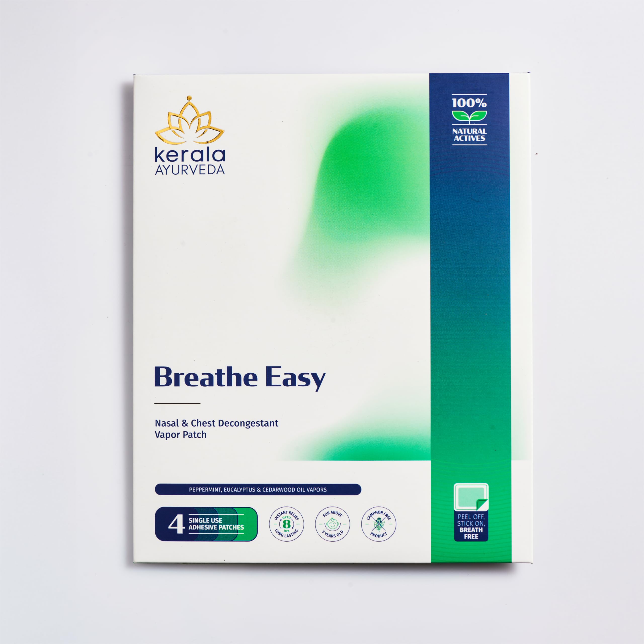 Kerala Ayurveda Breathe Easy Nasal and Chest Decongestant Vapor Patch | Natural Essential Oils | Non-Drowsy, Hands-Free Congestion Relief | Up to 24 Hours | Safe for All Ages