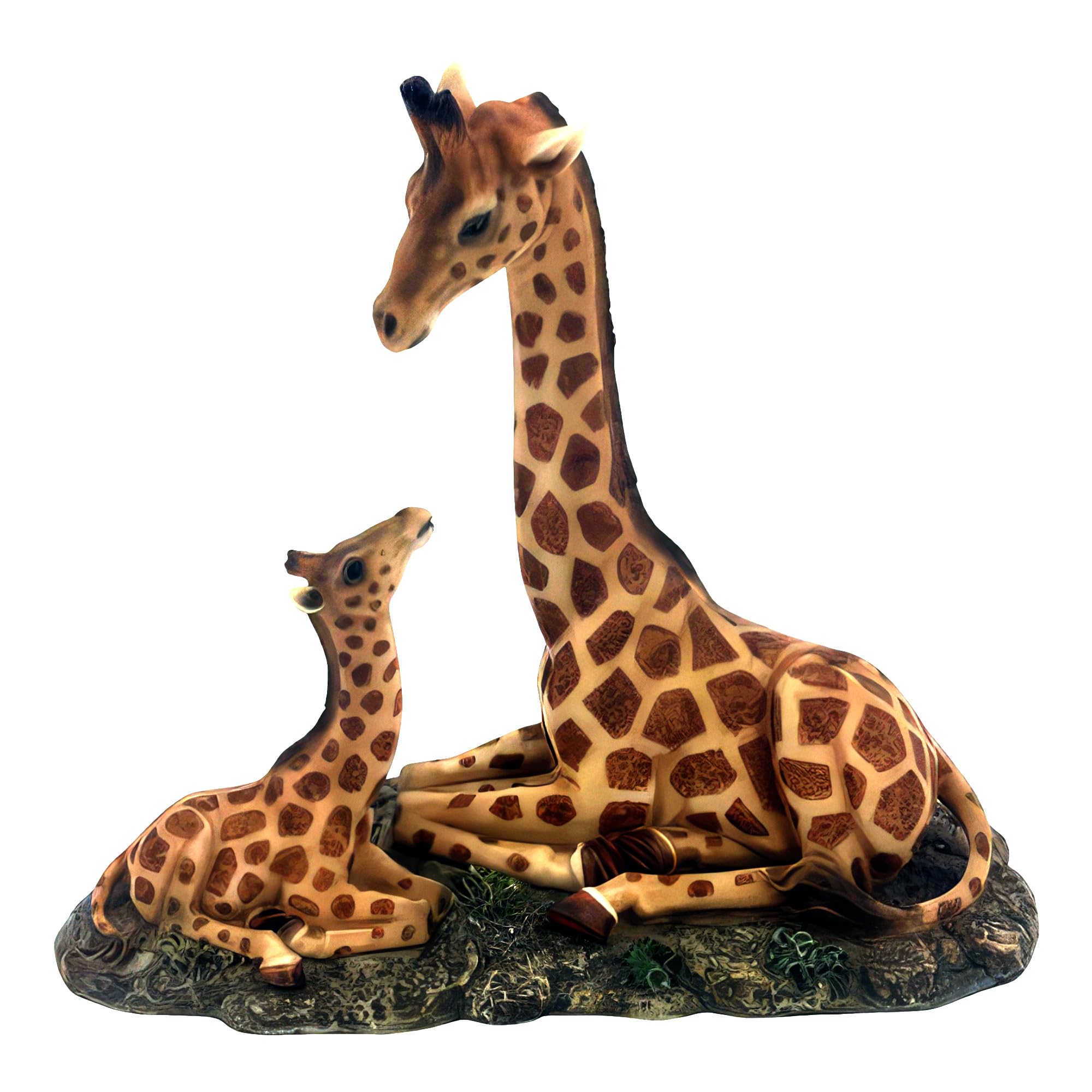 Figurine girafe avec petit assis 24cm pour décoration de table salon