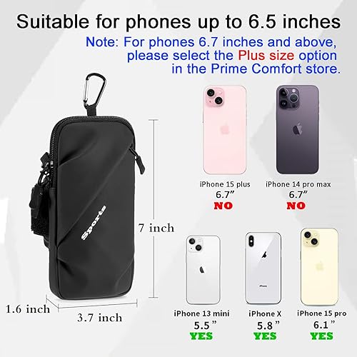 Miniatura 5 de Prime Comfort Soporte para teléfono, bolsa cruzada pequeña con banda para el brazo, se adapta a iPhone y Android, uso para correr, caminar,