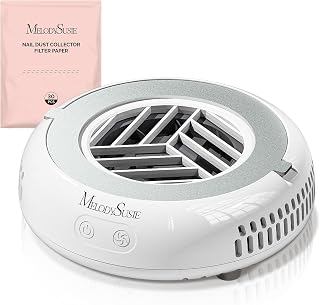 MelodySusie HProA Pocket Nail Dust Collector: 6000RPM Vacuum Fan, 3 Speeds, 30 Filters for Acrylic Nails & Beginners (White)