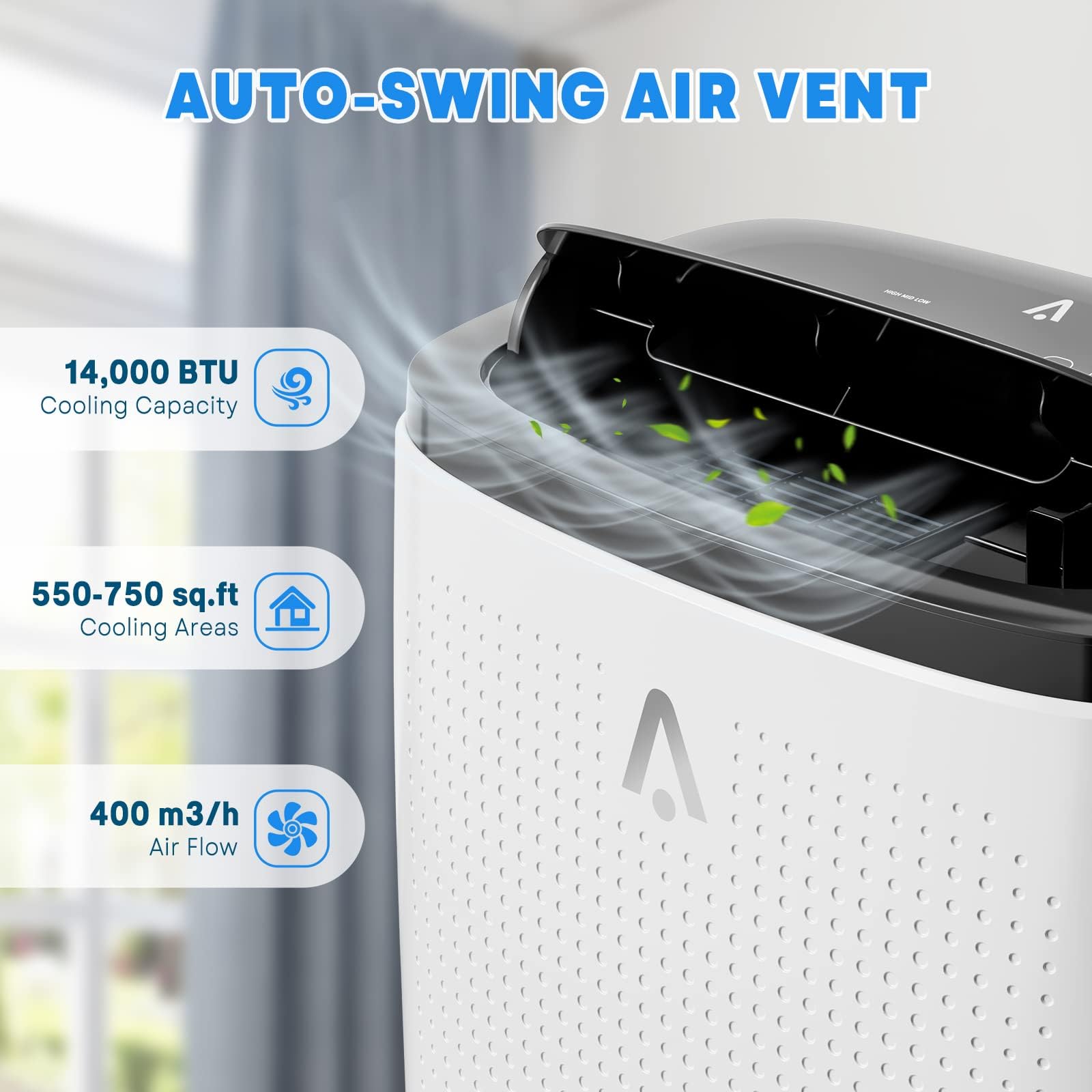 Garvee 14000 BTU Portable Air Condit - Refrigeración, deshumidificación y ventilador 3 en 1 para habitaciones de hasta 750 metros cuadrados Ft | Modo de descanso silencioso | Temporizador