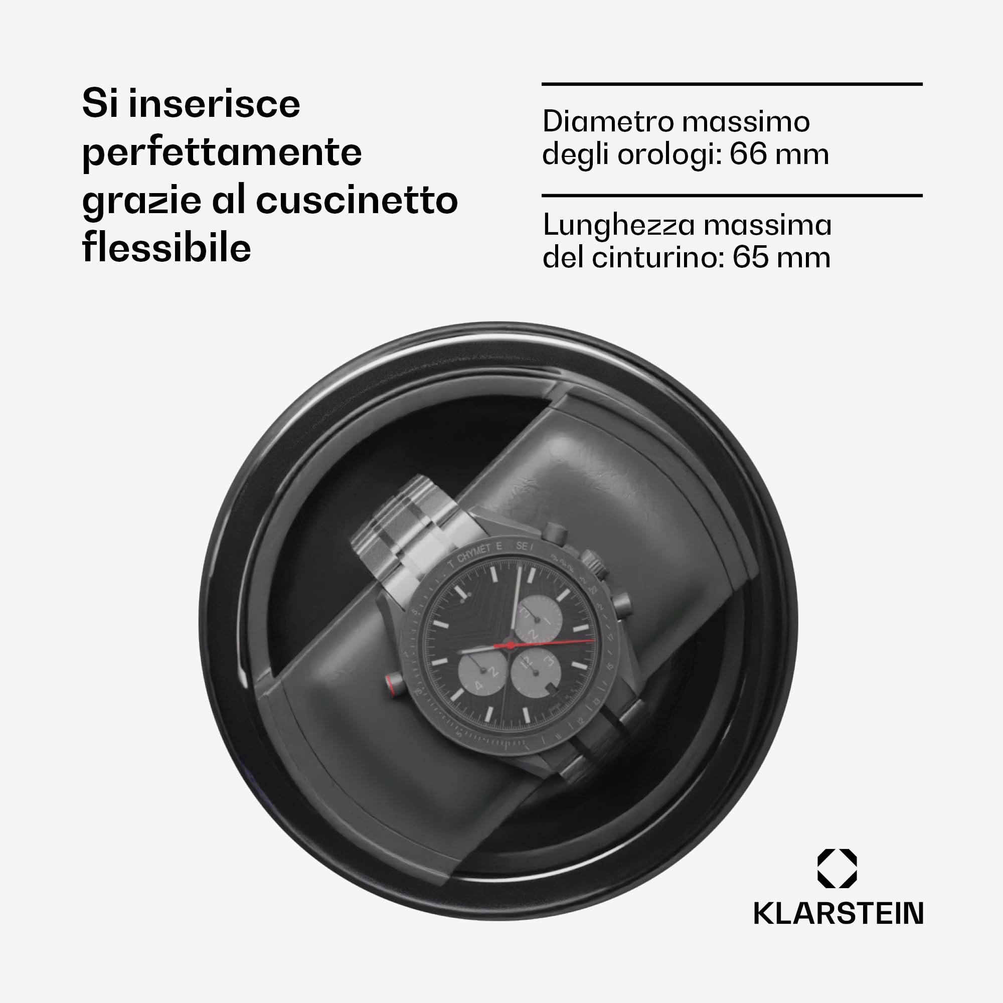 KLARSTEIN - Caricatore Rotante per 6 Orologi Automatici, sportello in Acrilico, LED Blu, 5 impostazioni TPD, Carica Orologi Automatico con mantenitore di Carica