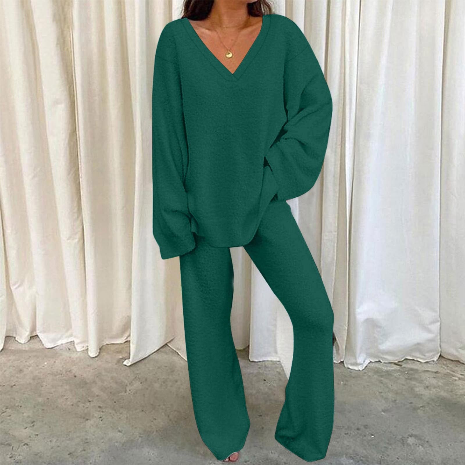 Generisch Ensemble de vêtements d'intérieur en coton et pantalon large pour femme
