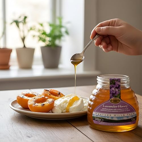 Miniatura 6 de Heather Hills Farm Miel de lavanda española cruda 11.99 oz (12 onzas)  Pura, natural, sin filtrar y sin pasteurizar  Miel monofloral transparente en