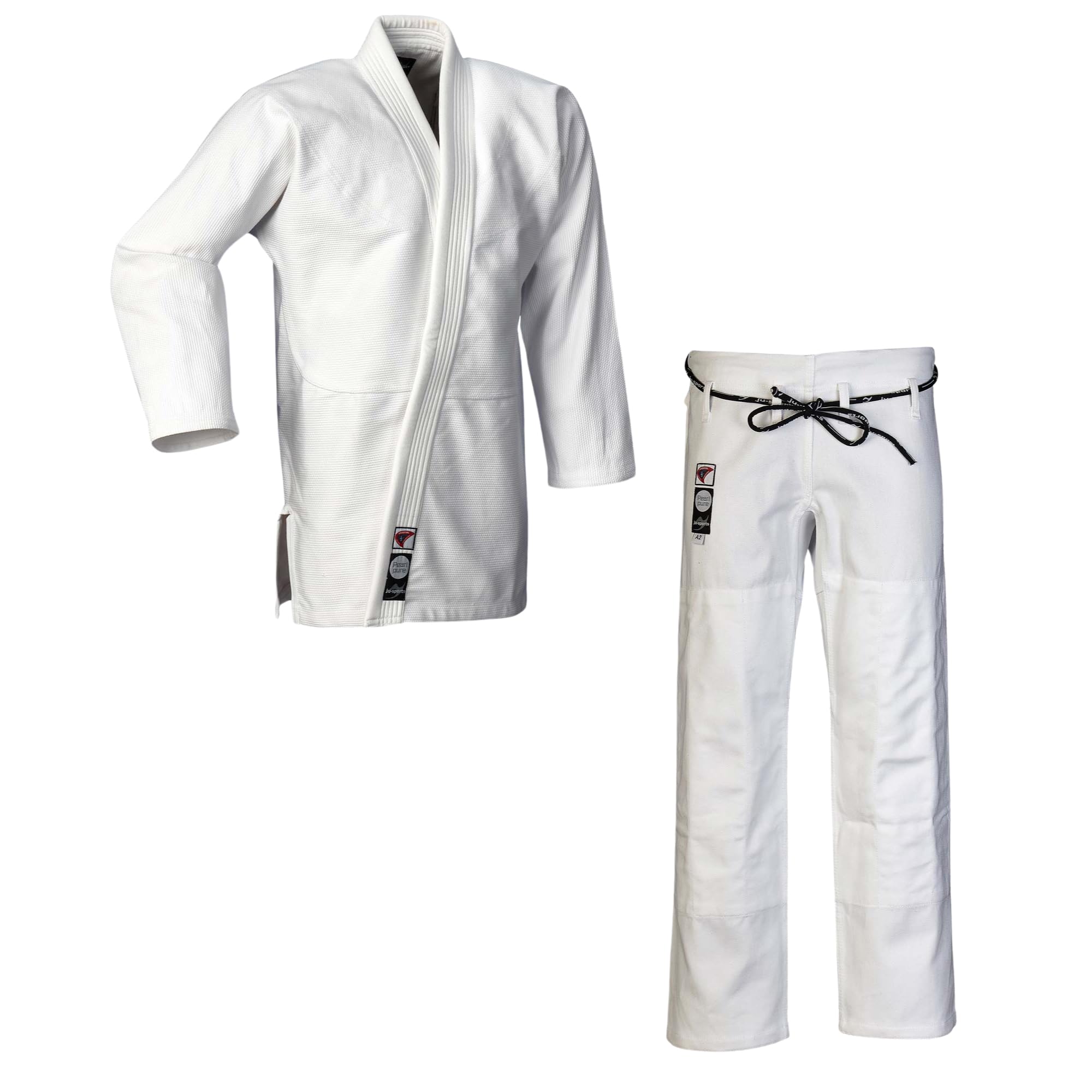 Ju-Sports BJJ Gi Pearl Pure weiß - Schmal geschnittener Brazilian Jiu Jitsu Anzug für Herren, 100% Baumwolle, Stoffgewicht 550 g/qm in Pearl-Webung