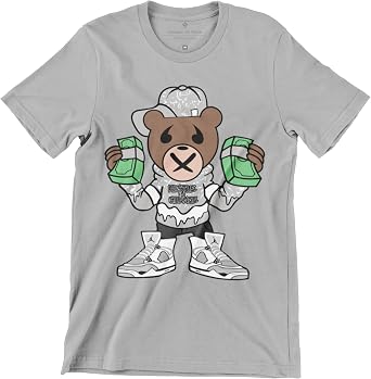 Hustle in Silence Bear T Shirt to Match Jordan 4 Military Black, Matching for Sneaker Jordan 4 Military Black